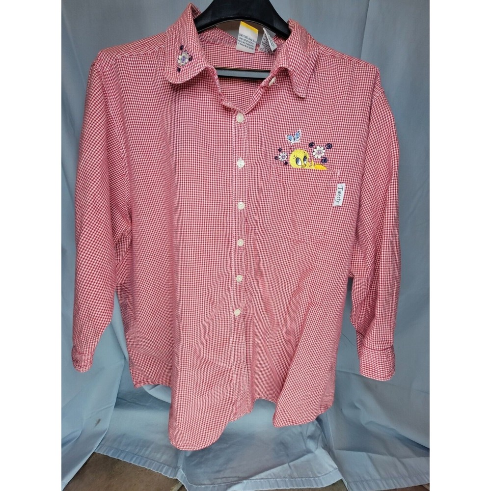 Looney Tunes Tweety Bird Button Down Shirt Embroidered 3 1/4 sleeve 22w/24w
